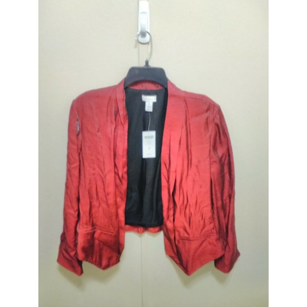 Chico's Drape Front Jacket Sultry Red Metallic New 2 L 12